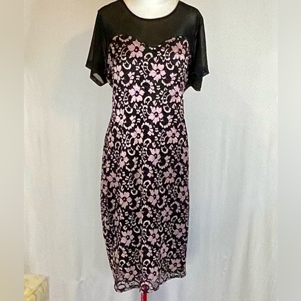 Almost Famous Black & Pink Floral Midi Dress